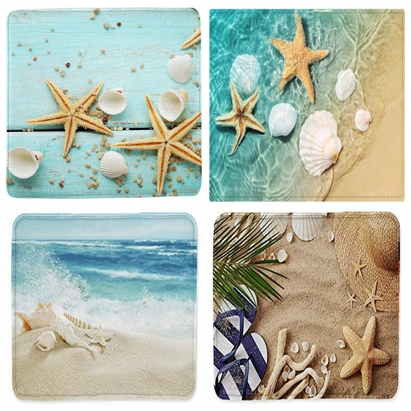 

Яркие тропические пляжные аксессуары с 3D-принтом морских звезд, морских ракушек, морских ракушек, современный дизайн, Нескользящие фланеле...