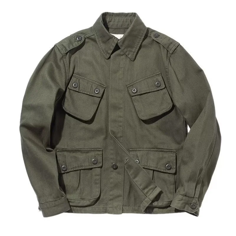 

US Reproduction WW2 Jungle Jacket M42 Military Paratrooper Suit Men's Overalls Casual Coat Top Army Solid Color