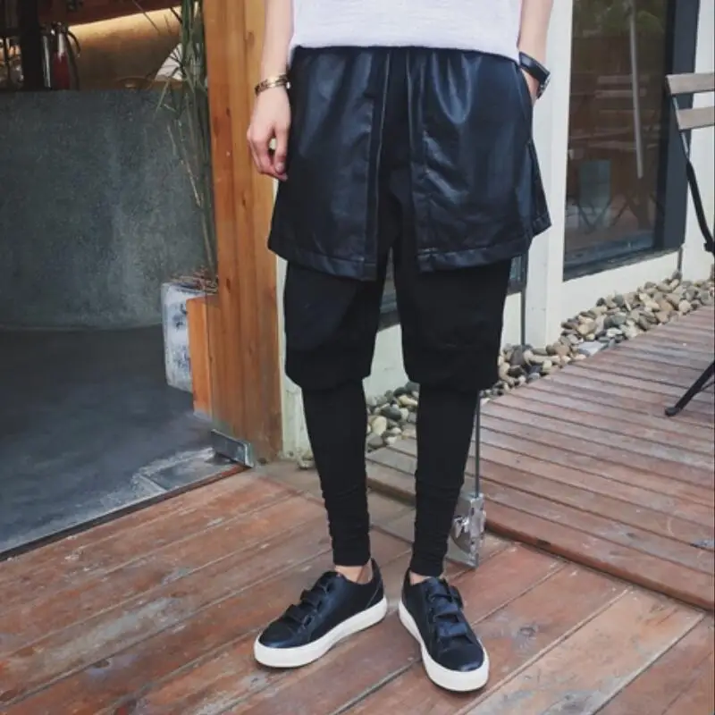 

Spring Summer Men's New Personalized Custom Fashion Plus Size Fake Two-piece Slim Harem Pants 27-44