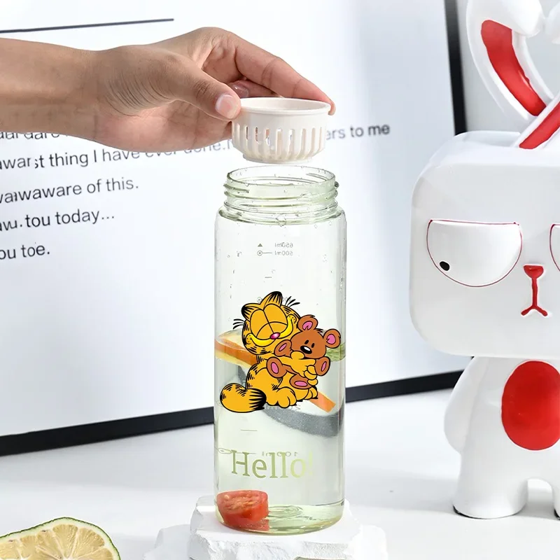 650ML Garfield Children's Plastic Water Bottle Portable Large Capacity Outdoor Sports Travel Leak Proof Cup