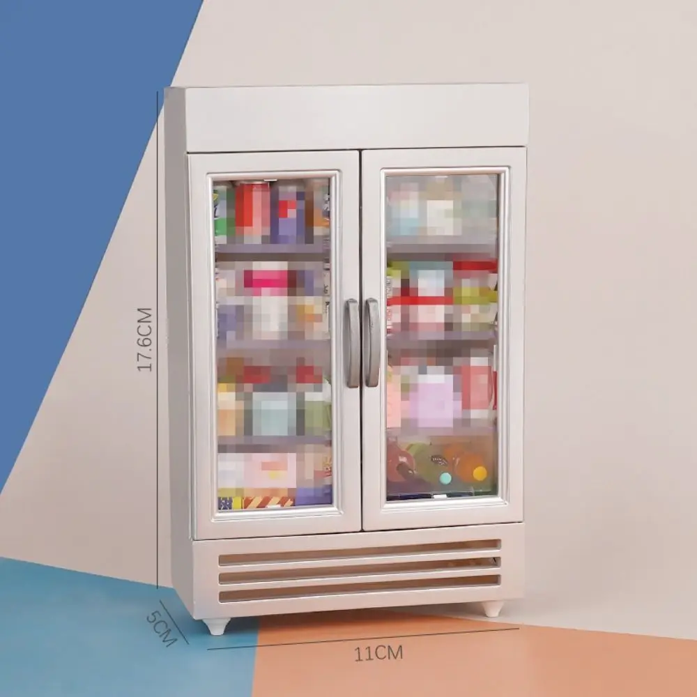 Двухдверный кукольный домик 1:12 мини-холодильник серебряная морозильная камера