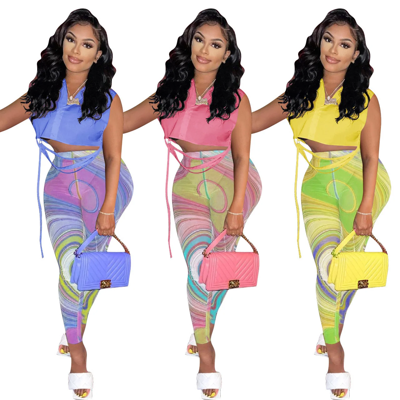 

Plus Size Women Long Sleeve Shirt and Mesh Pants Set Casual Fashion Print Garment 2 Piece Set