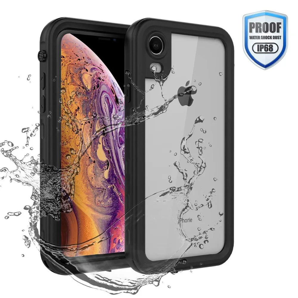 

Waterproof Case for iPhone XR X XS Max 6 6S 7 8 Plus 360 Full-Body Rugged Clear Back Case Cover with Screen Protector Film