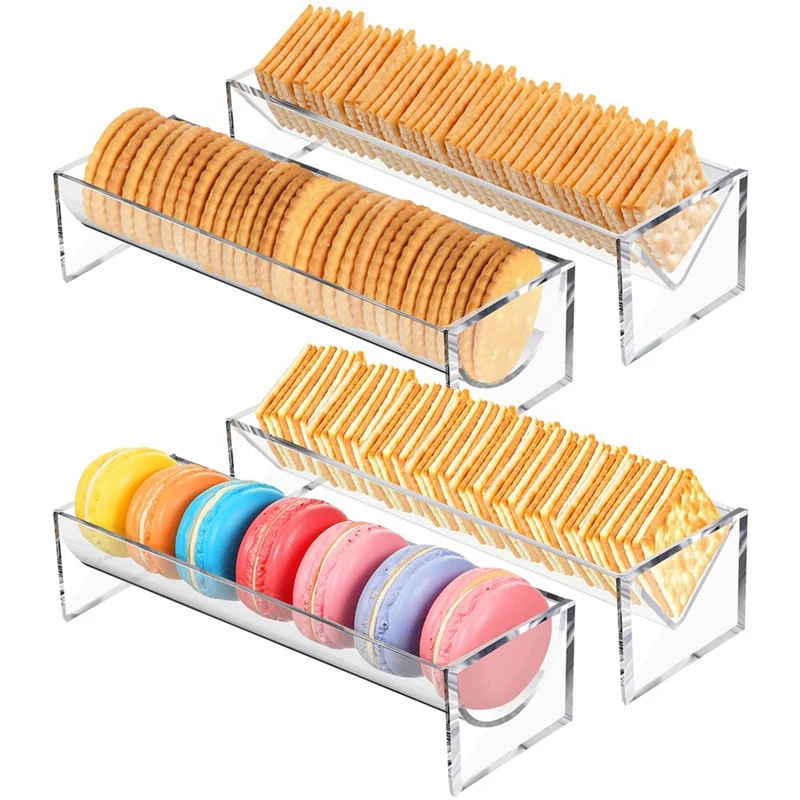 

4 Pieces Clear Cracker Tray for Serving Rectangular Cracker Holder Acrylic Serving Tray Food Display Stands for Party-FS-PHFU