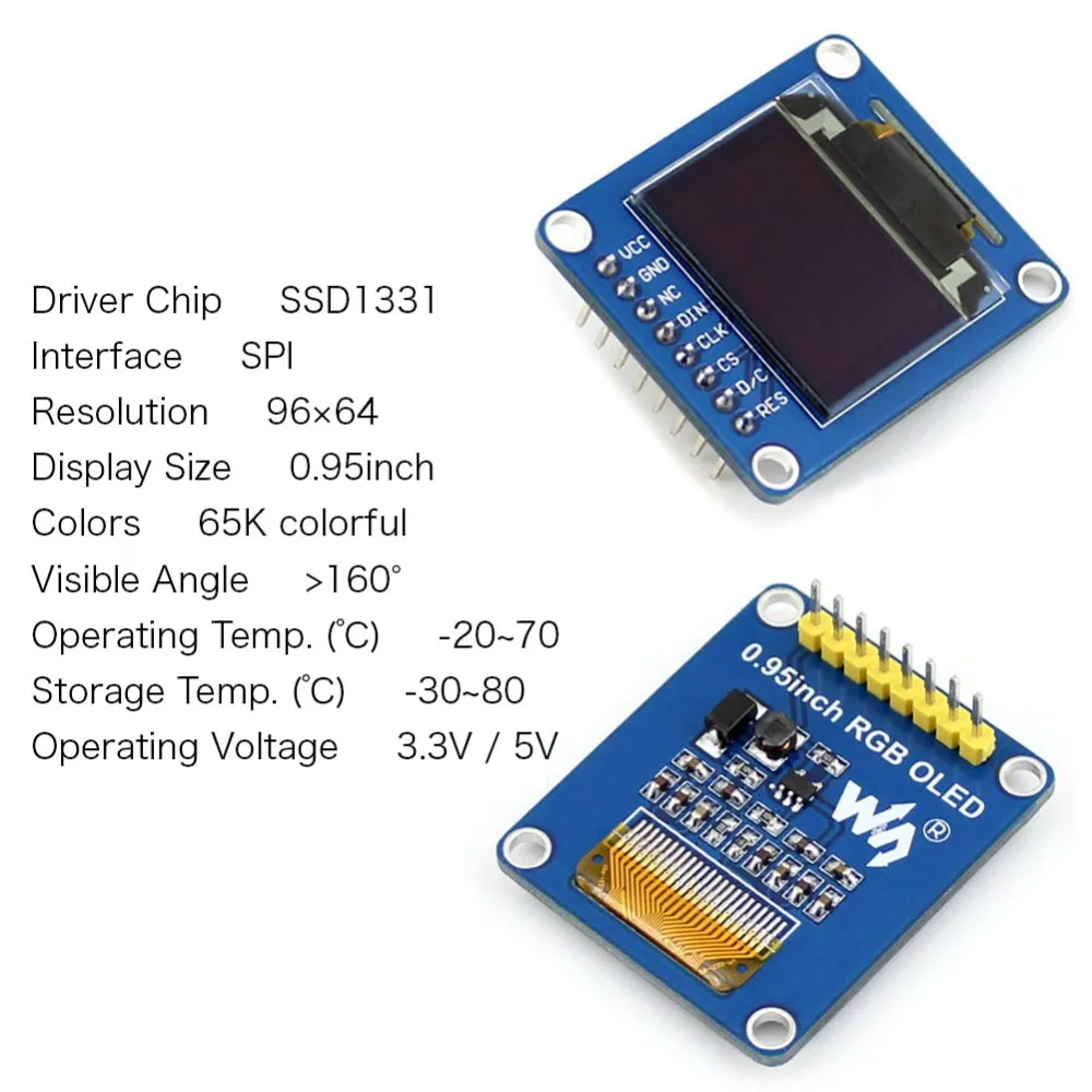 RCmall 10 1-дюймовый дисплей 0 95 ''Φ модуль SSD1331 96X6 4 ЖК-экран панель в-5 в для Arduino