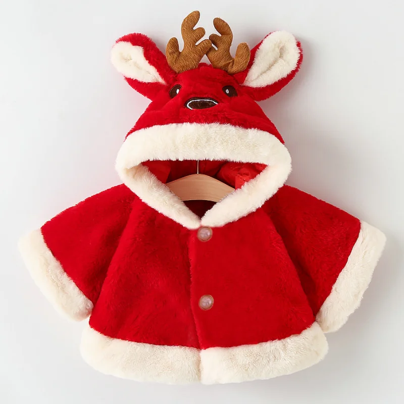 Рождественская теплая хлопковая куртка с капюшоном и рукавом летучая мышь