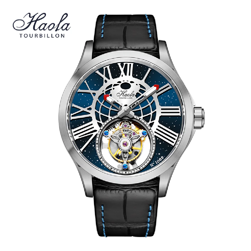 

Haofa Men Luxury Manual Tourbillon Skeleton Mechanical Wristwatches Sapphire Business Flying Tourbillon Watch For Men Fashion