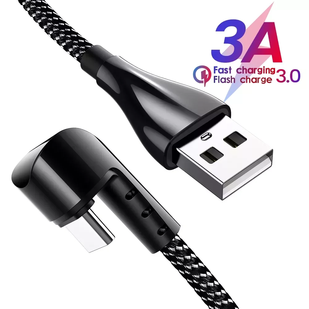 

Type C U-shaped Elbow Fast Charging Data Cord Charger USB 3A USB C Type-C for phone Charging Cord