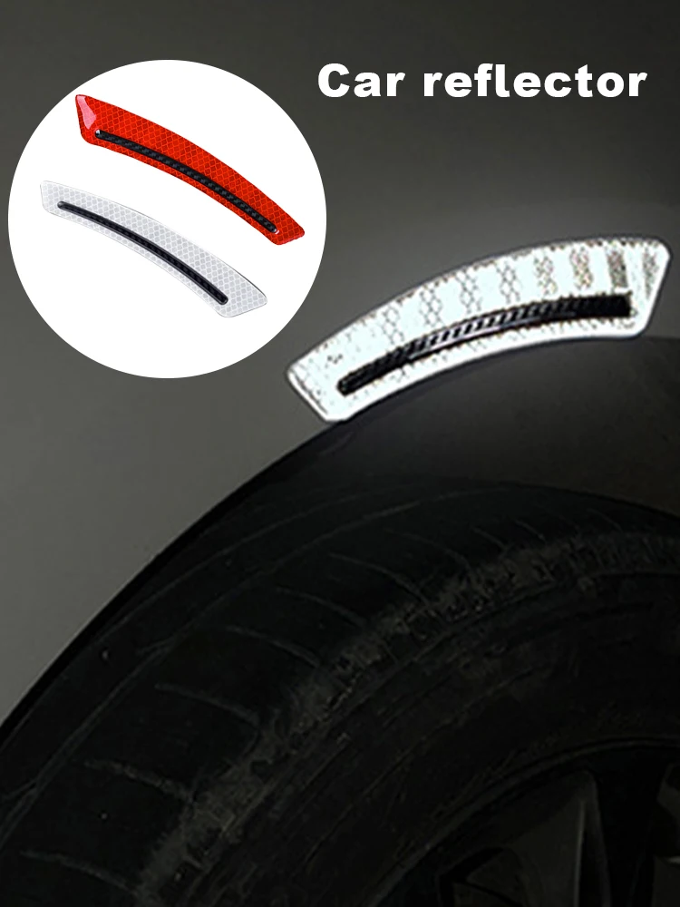 

2pcs/set Auto Wheel Eyebrow Reflective Sticker Reflector Strip Safety Warning Tape Anti-collision Warn In Dark For All Car Decal