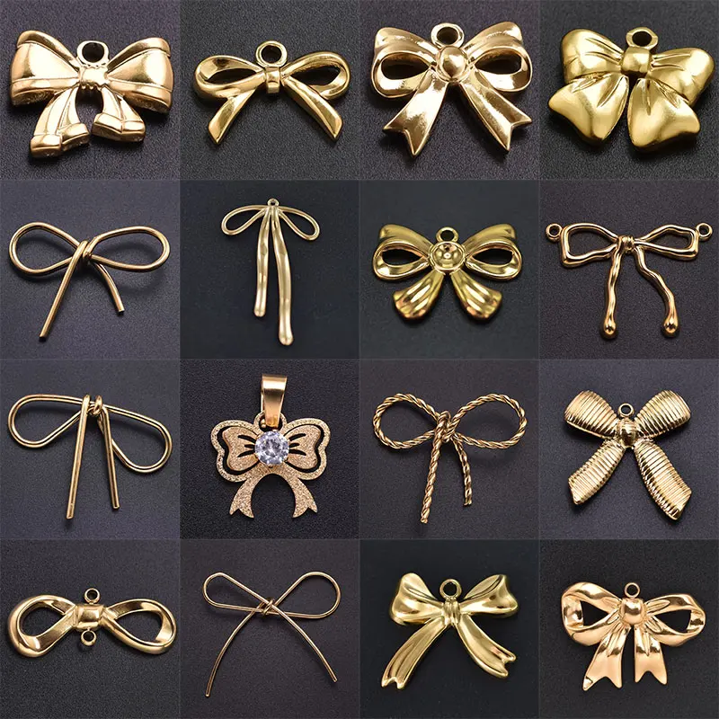 Кулон с бантом из нержавеющей стали 4 шт