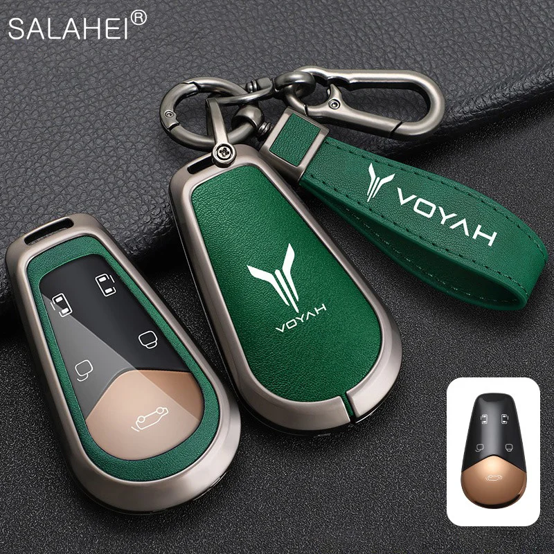 Leather Car Smart Remote Key Case Full Cover Protector Holder Shell For Voyah Dream PHEV 2024 Keyless Keychain Accessories