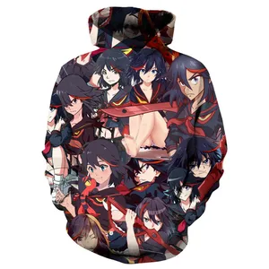 Толстовка SOSHIRL мужская с рисунком аниме, свитшот с надписью убить La Kill, уличная одежда, топ в стиле хип-хоп, пуловер в стиле Харадзюку