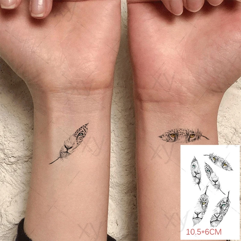 

Half Face Lion Temporary Tattoo Sticker Waterproof Body Art Feather Maple Leaf Butterfly Fake Tatto Flash Tatoo Kids Women Men