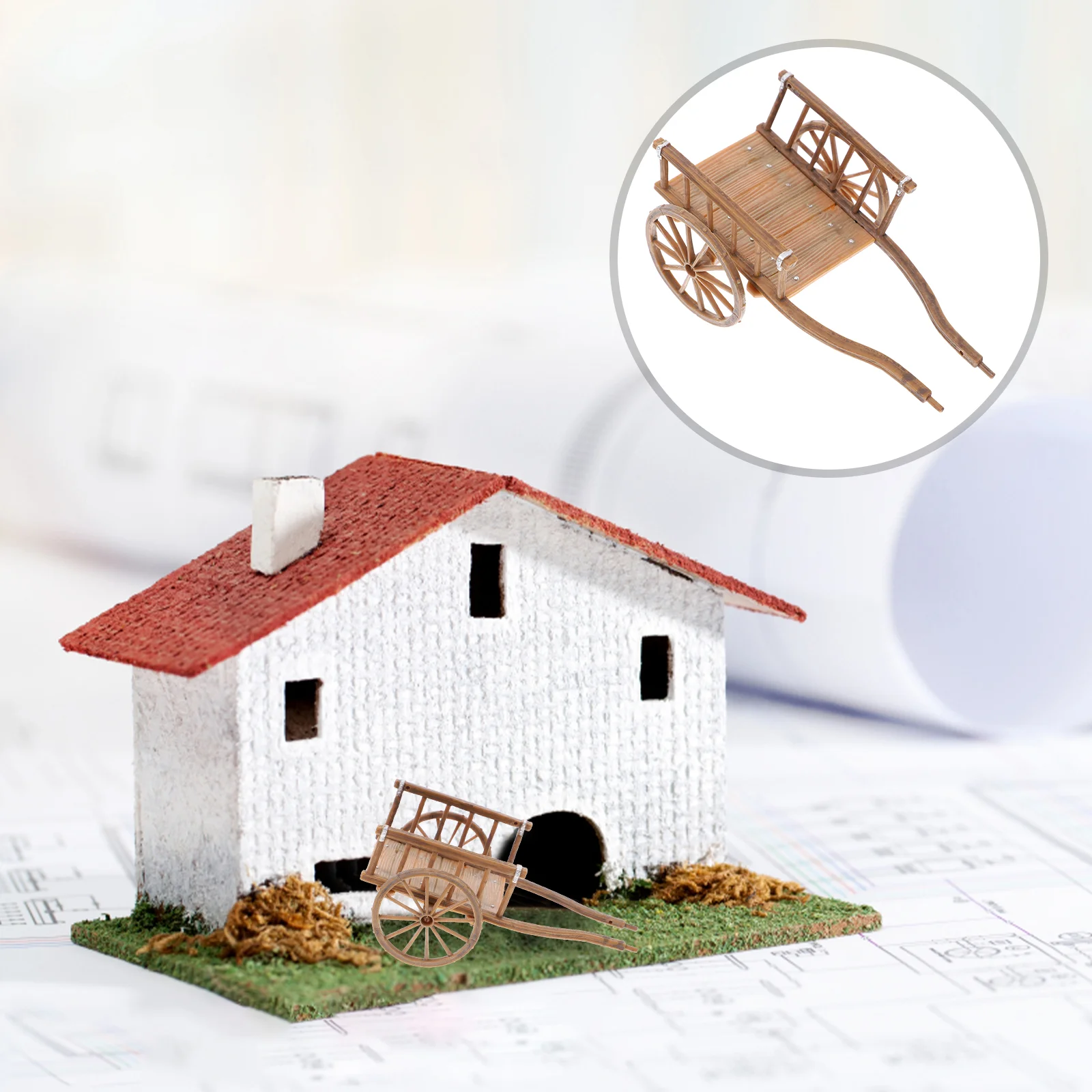 

2pcs Miniature Garden Cart Cart Figure Toys Miniature House Ornament for Accessories Scene Props Gift Toys