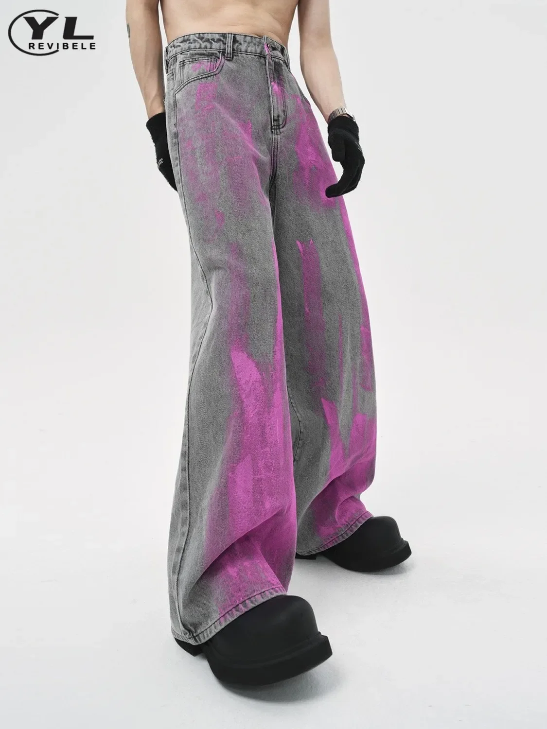 Джинсы мужские и женские прямые в стиле хип-хоп с высокой талией широкими