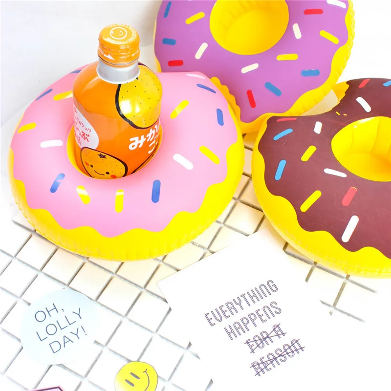 Подставка надувная из ПВХ в виде пончика, держатель для чашки с рисунком лимона, арбуза, ананаса, краба, любви, плавающий водяной держатель для чашки