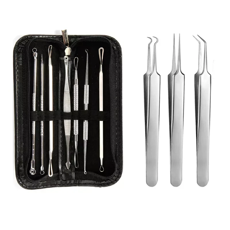 

NEW2022 Pcs Blackhead Remover Pimple Blemish Comedone Acne Extractor Remover Tool Set Acne Removal Needle Tweezer Kit For Face