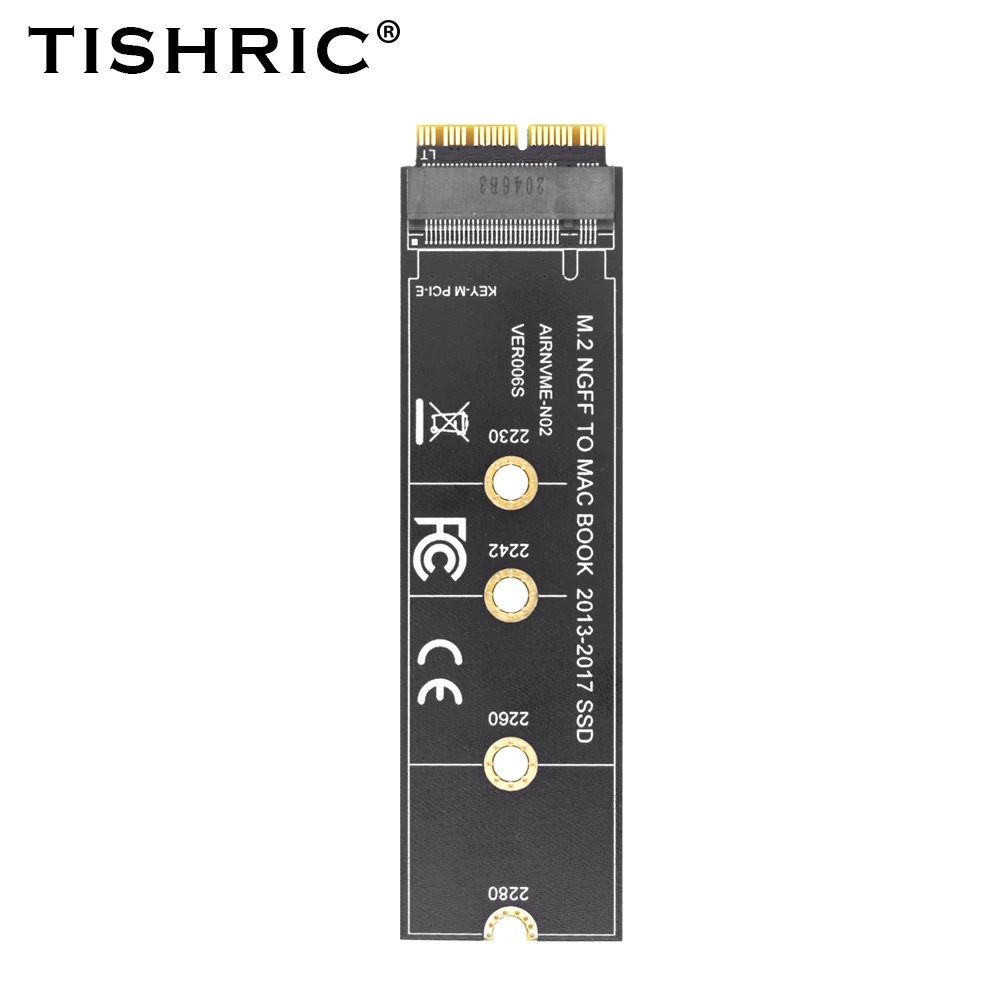

5Pcs TISHRIC AIRNVME-N02 VER006S M.2 NVME KEY-M M.2 NGFF For MAC BOOK 2013-2017 SSD Riser Card M.2 KEY-M PCIE Interface