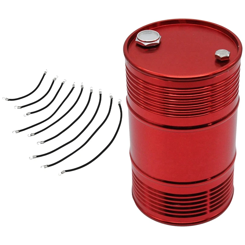 

9 Pcs Elastic Roof Rack Rope Luggage Cords & 1 Pcs Metal Oil Drum Fuel Tank Container For RC Car Decor Accessories
