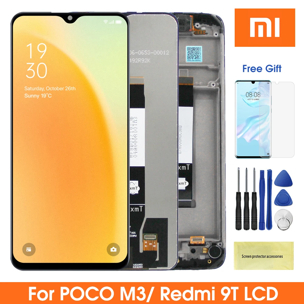 

Original 6.53" Screen for Xioami Redmi 9T Lcd Display Digital Touch Screen with Frame for Xiaomi Poco M3 M2010J19CG Replacement
