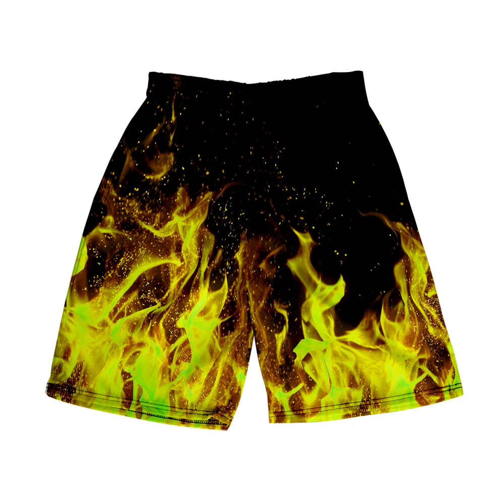 

Summer Over Size Casual Flame Print Swimwear Men Casual Board Pants camisa masculina Beach Short
