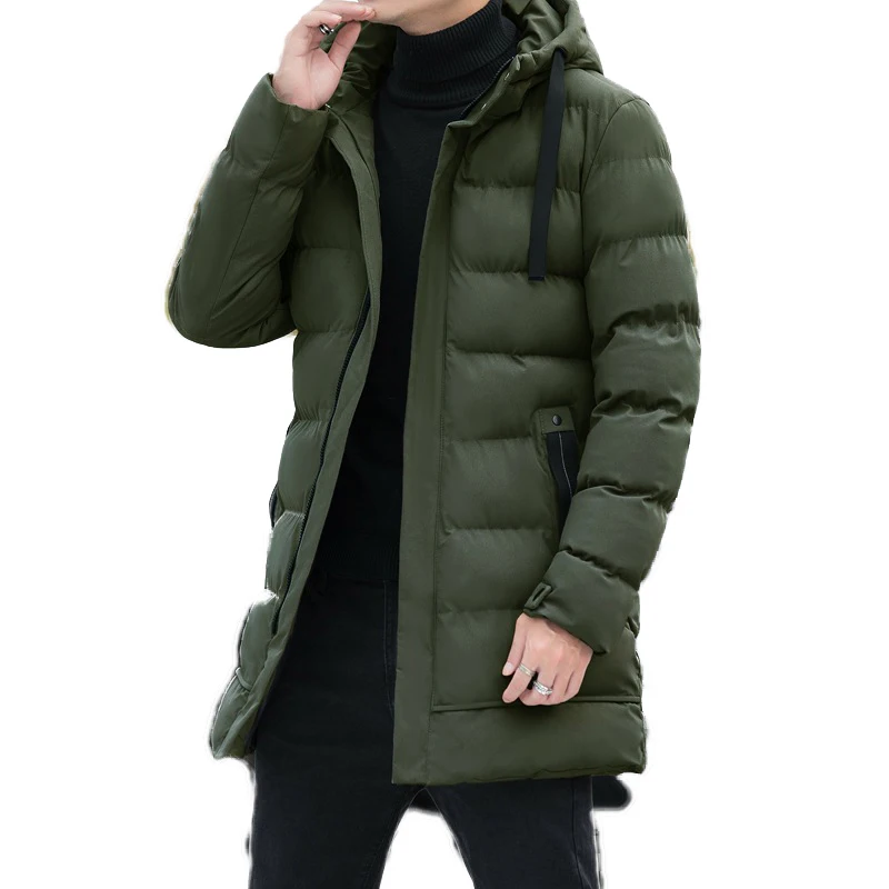 Thicken Mid-length Hooded Foe Men Warm Coat Winter Puffer Jacket Fashion Parka Overcoat Male Winter Warm Long Outwear Hooded