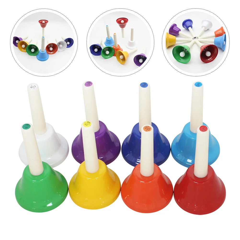 

8 Pcs Baby Toddler Toys Vintage Hand Bell Vintage Toys Metal Hand Bell Kids Musical Toys Service Bell Ring Children's Percussion