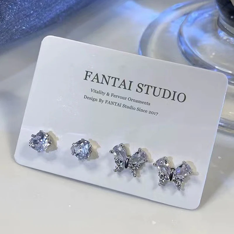 4 шт./комплект женские серьги-гвоздики в виде сердца