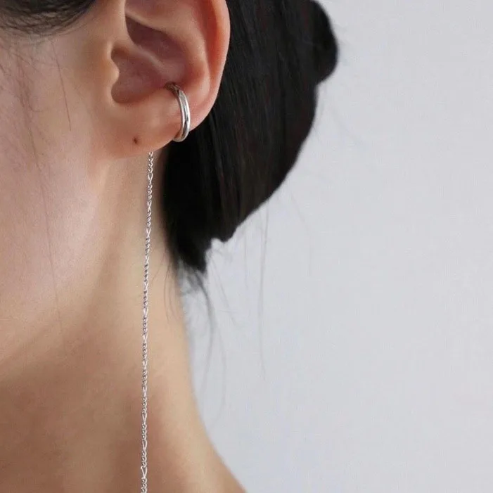 

No Piercing Long Chain Tassel Metal Gold Silver Color Clip Earrings For Women Korean Japanese Fashion Ear Jewelry Gift