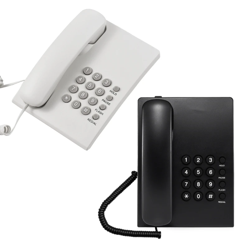 Phone Fixed Landline Desktop Telephones English and Redial Hold Ring
