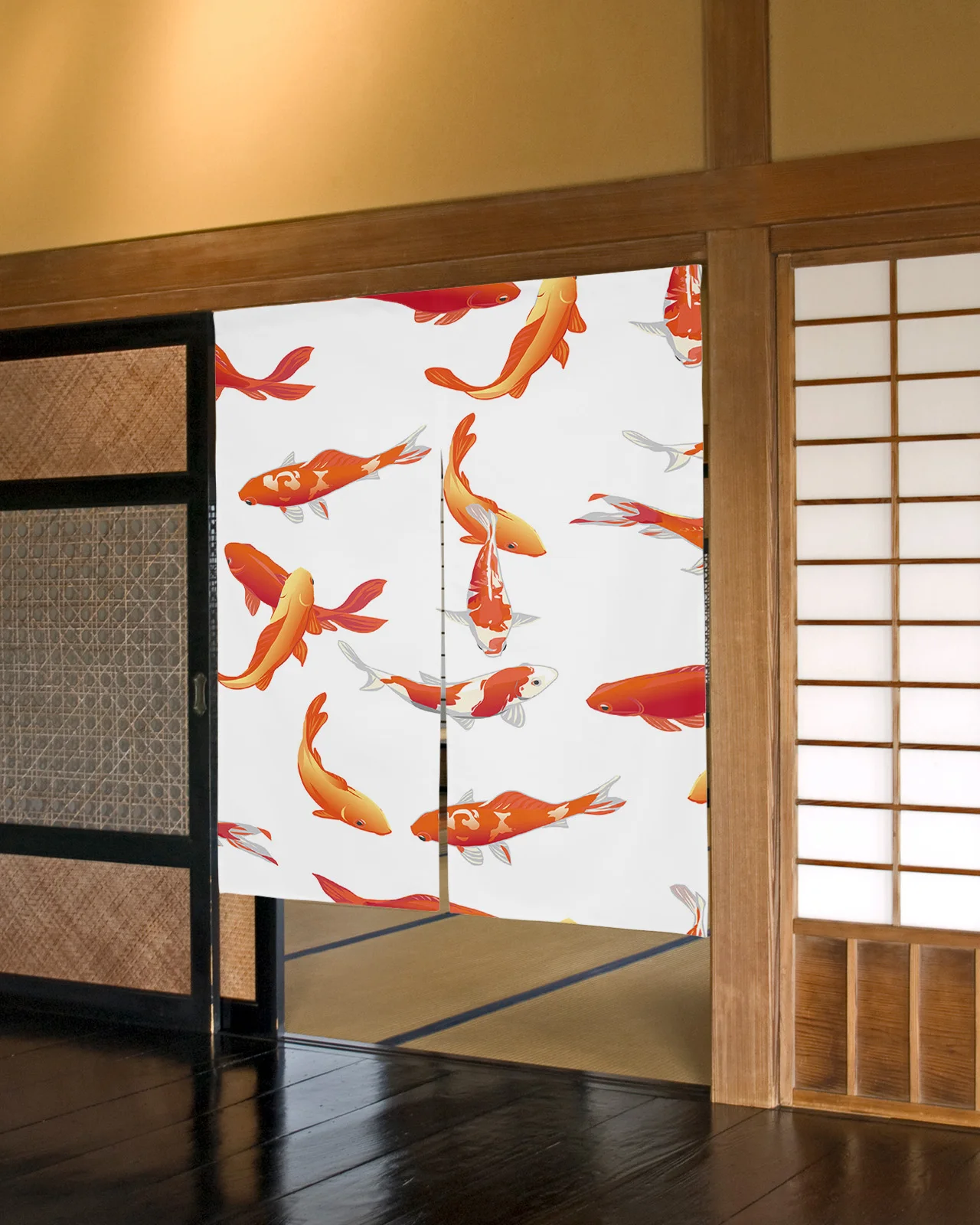 

Fish Koi Japanese Door Curtain Restaurant Kitchen Entrance Partition Doorway Curtains Half-Curtain