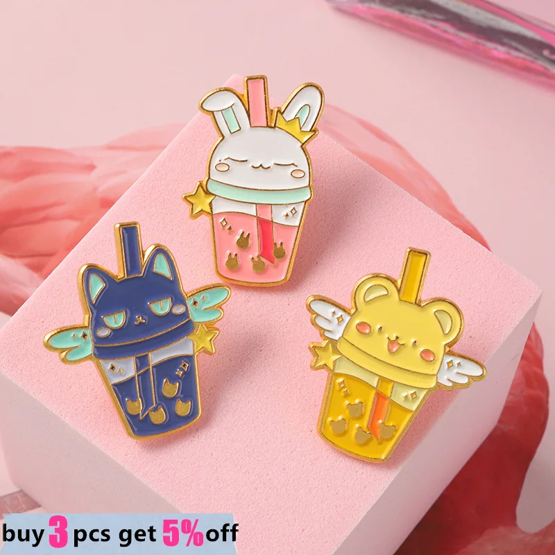 Оптовая продажа японское аниме эмалированная булавка снег кролик кот цербер
