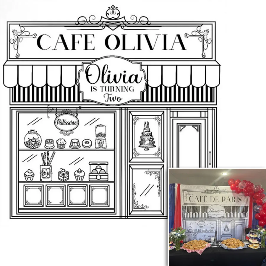 

Винтажный Парижский хлебобулочный конфет кафе кондитерский торт клиптоп фотография фотографический баннер для детского дня рождения перв...