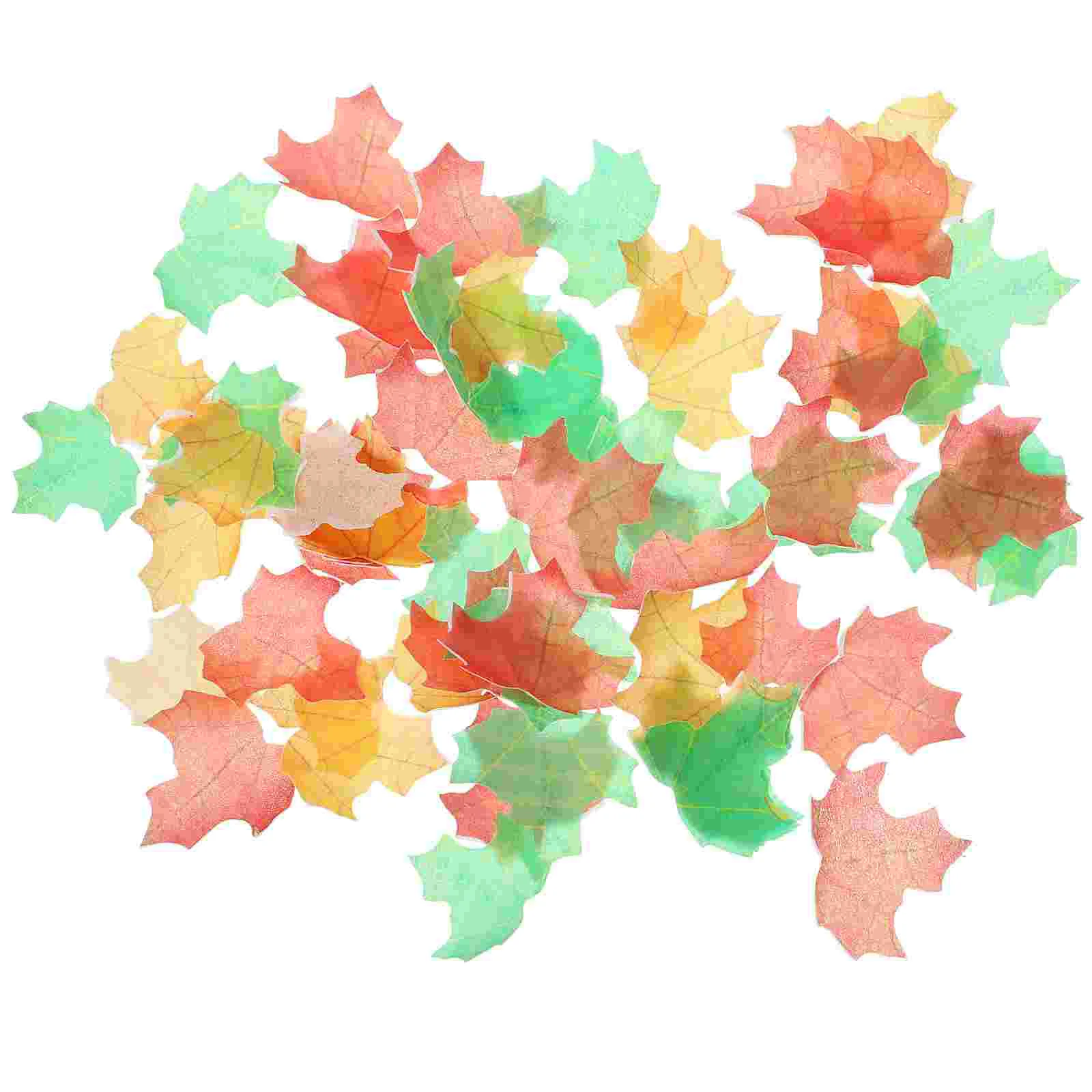 

110pcs Cake Topper Decorations Edible Rice Paper Maple Leaves (Assorted Color)