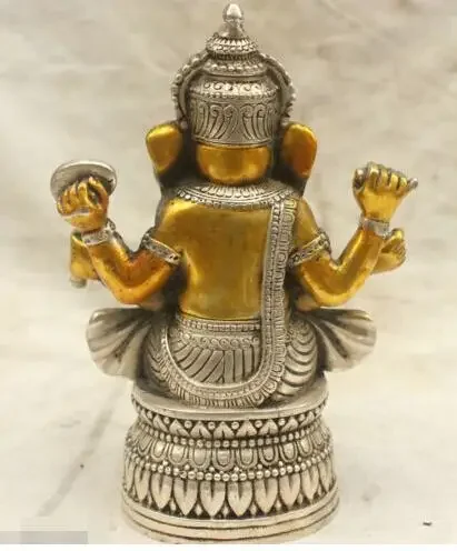 Китайская Тибетская культура Серебряная бронза Гапаті Ганеш Лорд Ганеша Статуя