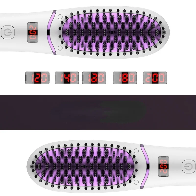 

Hot Sale Hair Straightening Brush Ionic with 5 Adjustable Temperatures LED Display for Anti Static Home Travel Beard