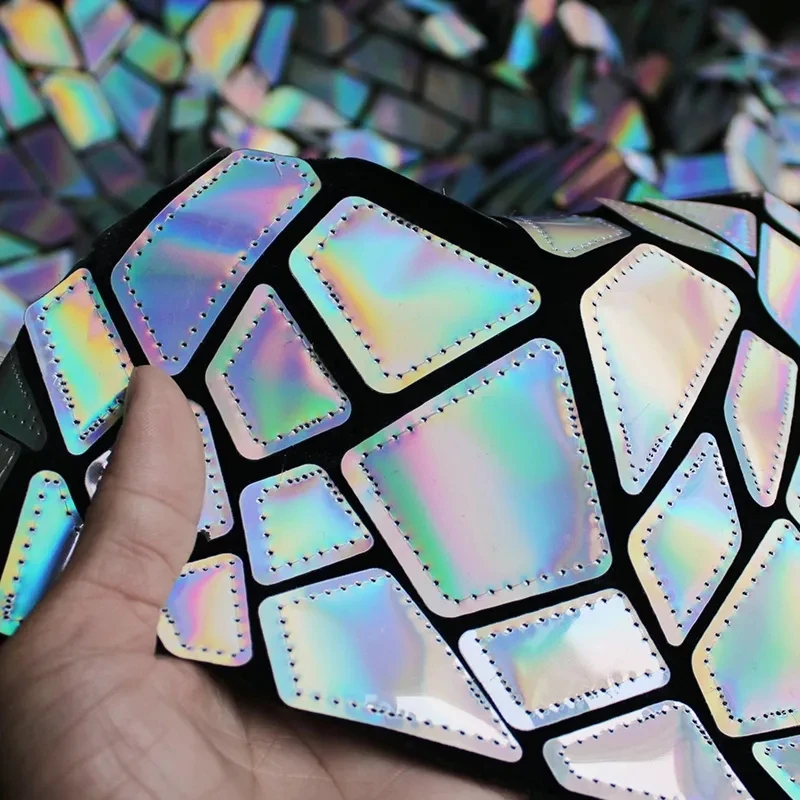 1 ярд красочные Лазерные Блестки полиэстер бархатная ткань геометрические