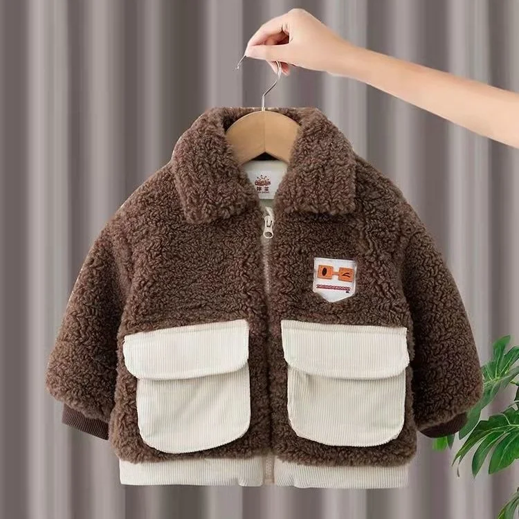 

Winter Coats Fur Jackets for Girls Teddy Bear Cute Warm Jacket Children Snowsuit Fashion Child Boys Lamb Wool Blend Coat Autumn