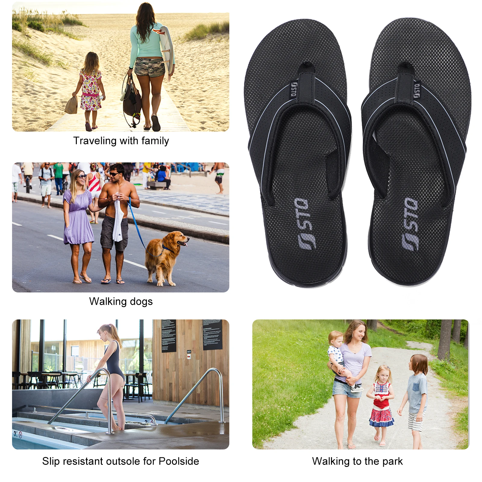 Женские шлепанцы STQ Нескользящие удобные сандалии-Тонг для йоги улицы
