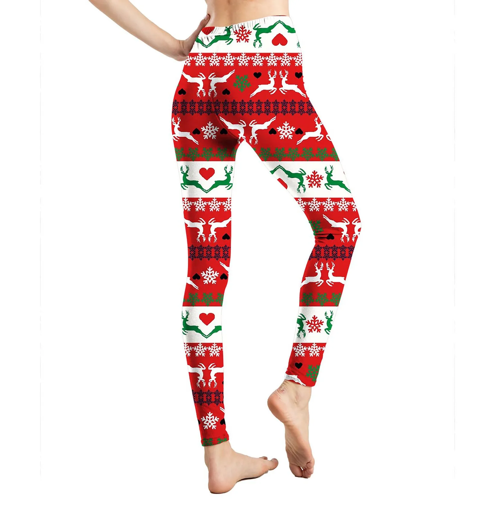 Christmas Leggings Women Digital Deer Print 3D Elastic Fitness Casual Pants Yoga Jogging Running Mujer Leggins Wholesale