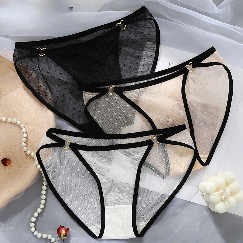 

Women's Lace Underwear Panties Ladies Sexy Charming Net Gauze Transparent Panties Hot Girls Low Waist Briefs Pure Cotton Panties