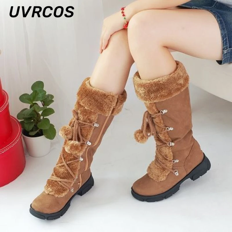 Thick-heeled Thick-soled High Boots Warm Snow Women Lace-up Thickened Comfortable Cotton 2022 Winter New Arrivals