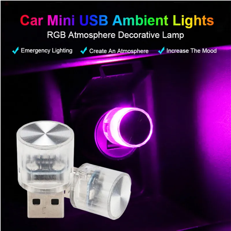 

Car LED Mini USB Ambient Lights RGB Auto USB Atmosphere Decorative Lamp Interior For Audi Honda Toyota BMW Mazda Nissan Benz