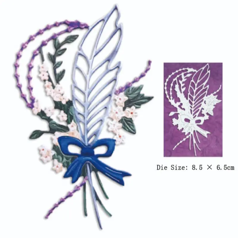

feather branches and pearls nature bouquet birds metal cutting layering die scrapbooking die photo album decoration diy card