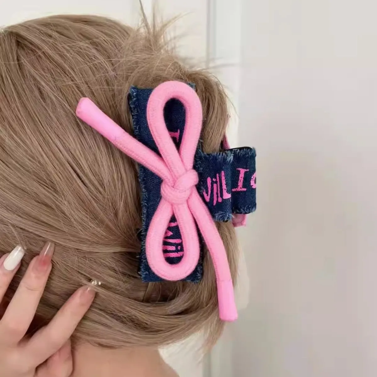 Женская заколка для волос в Корейском стиле голубая джинсовая Заколка-краб с