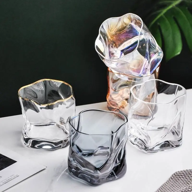

260ml Colorful Heat Resistant Glass Cup Twisted Shape Wine Cocktail Glass