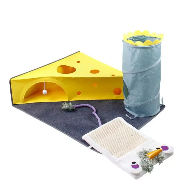 

Pet Game Intelligence Tent Toys With Cats Playing Tunnel Scratching Board Drilling Toys Keeps Kitten Active Nest