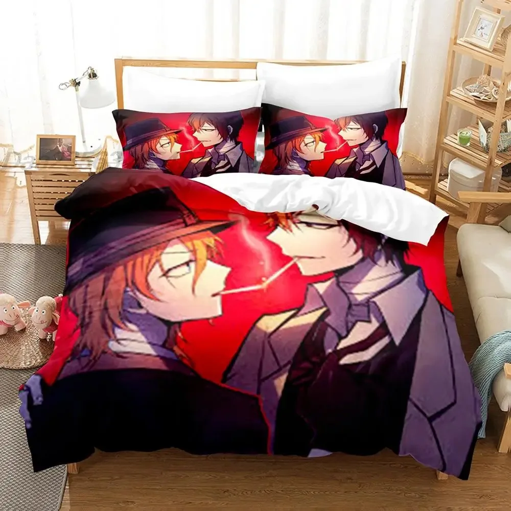 Фото Anime Bungo Stray Dogs Nakahara Chuuya Bedding Set Single Twin Full Queen King Size Bed Set Adult Kid Bedroom Duvet Cover Sets №1