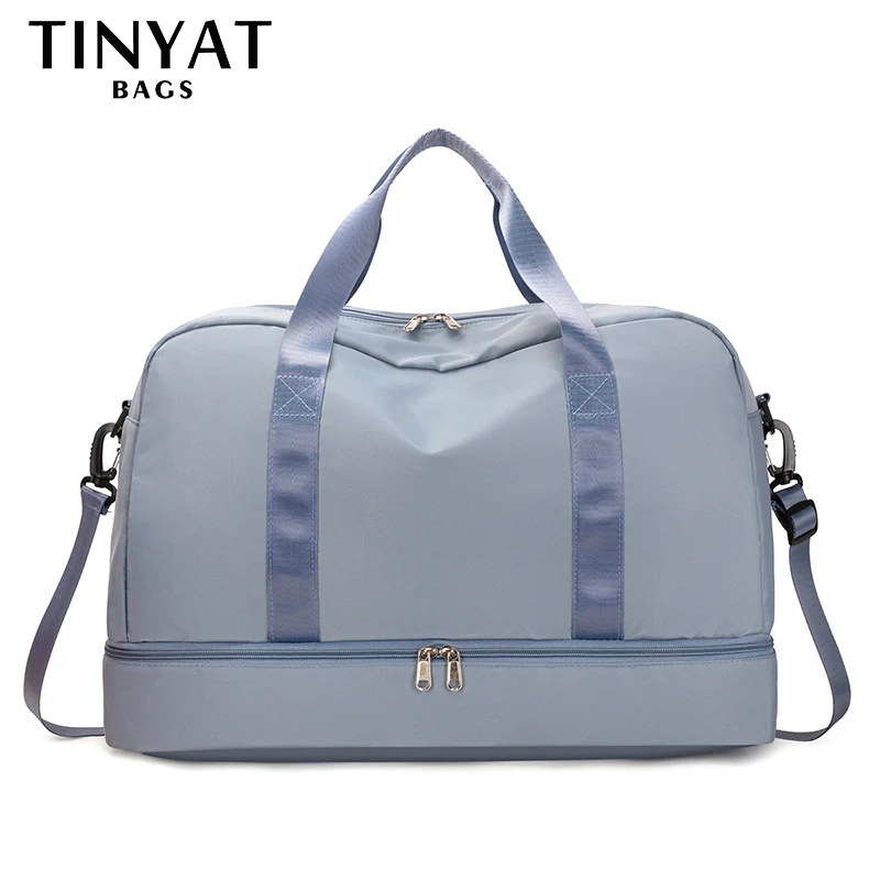 TINYAT Large Traveling Bags For Women Handbag Nylon Luggage Bags Crossbody Bag Men's Travel Bag Casual Ladies Fashion Sports Bag
