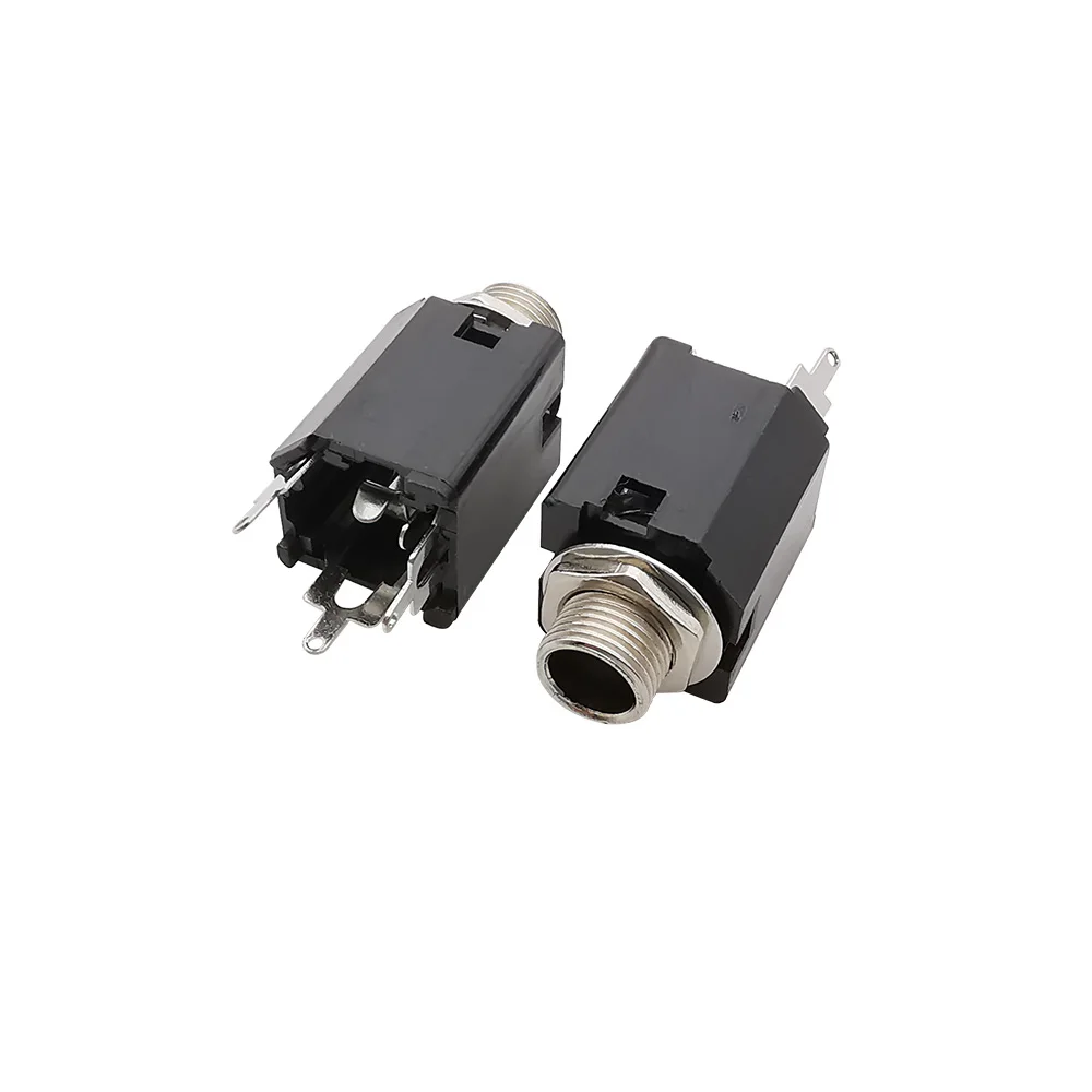 Фото PJ-612A Audio Jack 6.35mm 1/4inch Female Socket 3/5 Pin Stereo Audio Microphone Guitar TRS Plugs Connector Nut Panel Mount №2